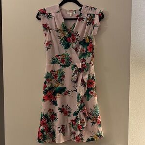 Monteau Pink Floral Midi Dress